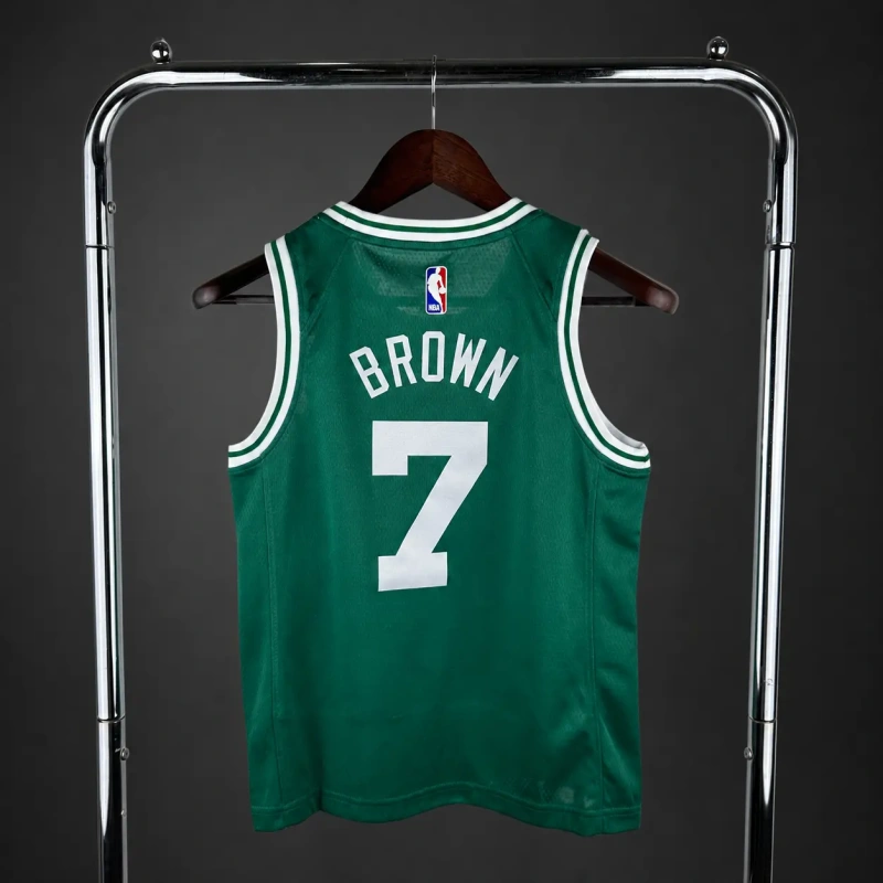 Boston Celtics #7 BROWN Youth NBA Silk Basketball Jersey - Green