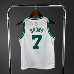 Boston Celtics #7 BROWN Youth NBA Silk Basketball Jersey - White