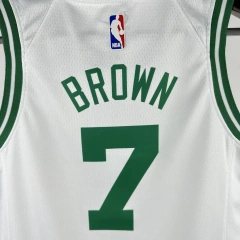 Boston Celtics #7 BROWN Youth NBA Silk Basketball Jersey - White
