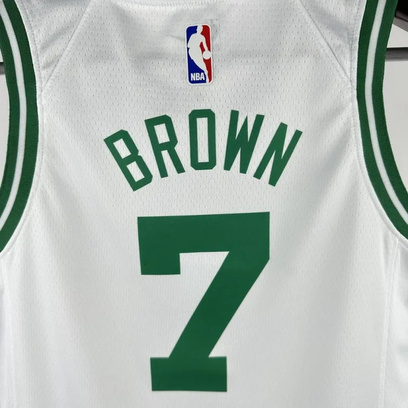 Boston Celtics #7 BROWN Youth NBA Silk Basketball Jersey - White