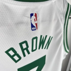 Boston Celtics #7 BROWN Youth NBA Silk Basketball Jersey - White