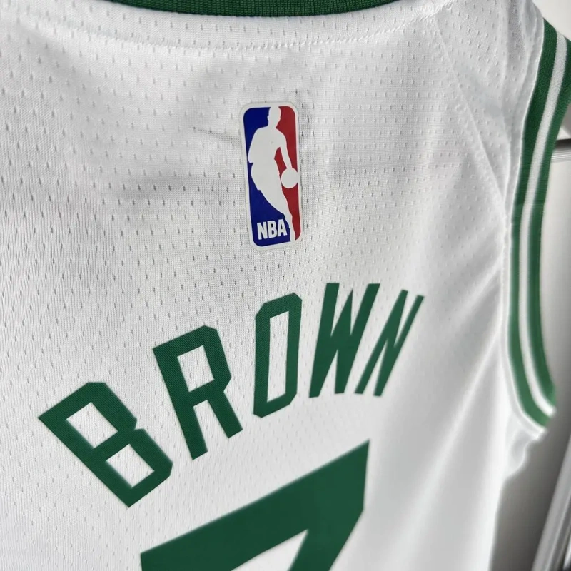 Boston Celtics #7 BROWN Youth NBA Silk Basketball Jersey - White
