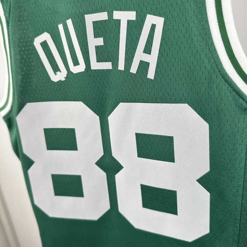 Boston Celtics #88 QUETA Youth NBA Silk Basketball Jersey - Green