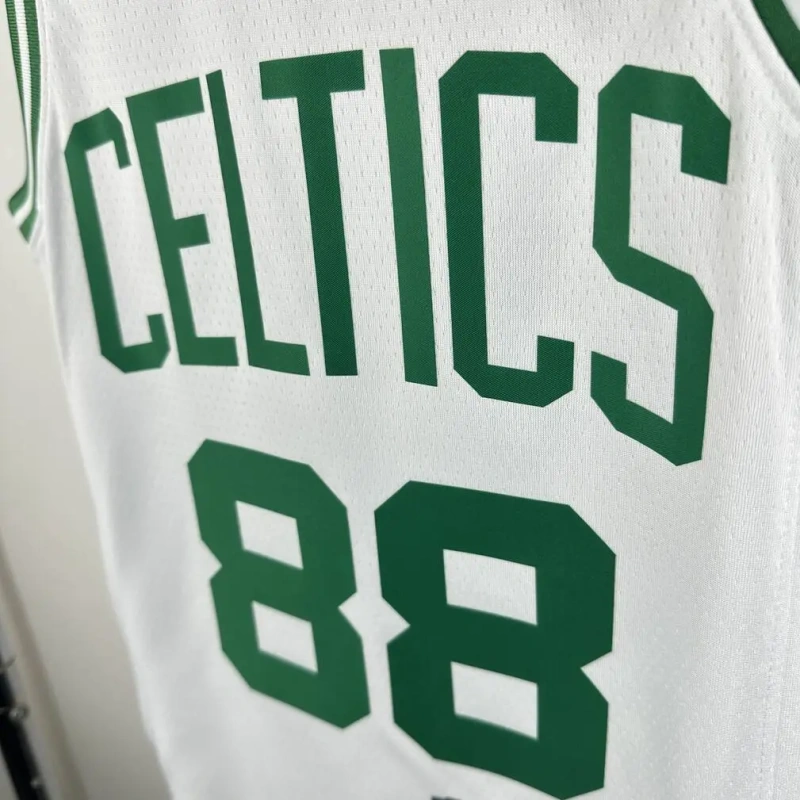 Boston Celtics #88 QUETA Youth NBA Silk Basketball Jersey - White