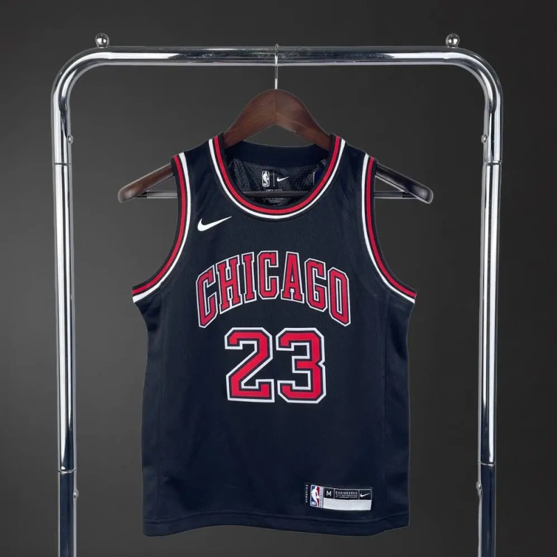 Chicago Bulls #23 JORDAN Youth NBA Silk Jersey - Black