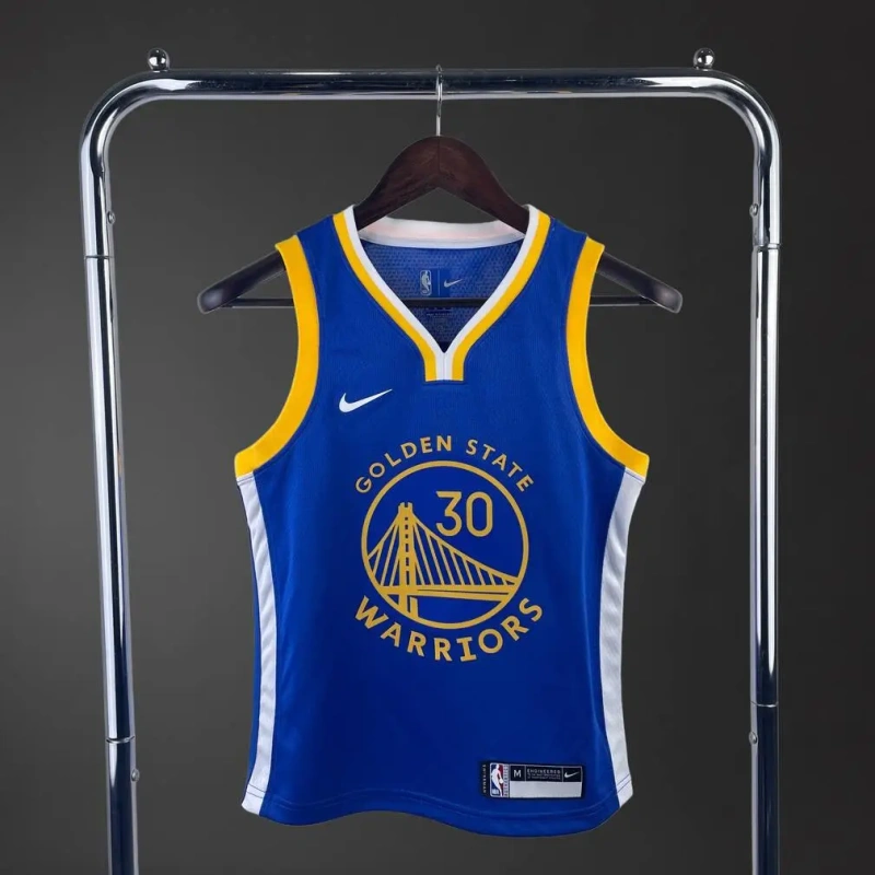 Golden State Warriors #30 Curry Youth NBA Silk Basketball Jersey - Blue