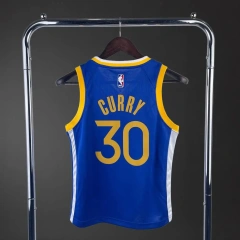 Golden State Warriors #30 Curry Youth NBA Silk Basketball Jersey - Blue
