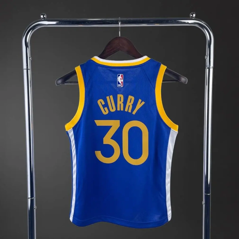 Golden State Warriors #30 Curry Youth NBA Silk Basketball Jersey - Blue