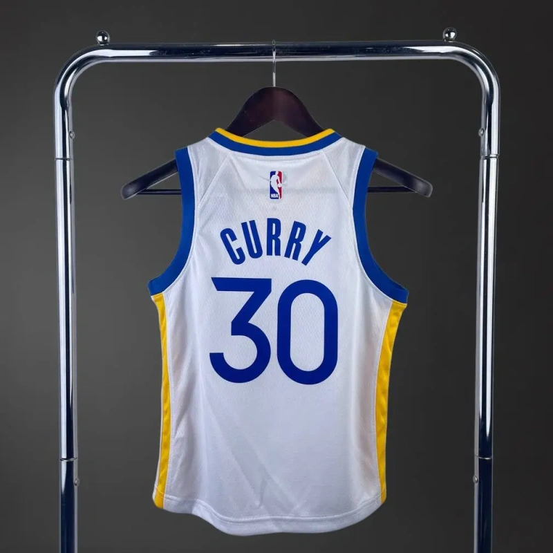 Golden State Warriors #30 Curry Youth NBA Silk Basketball Jersey - White