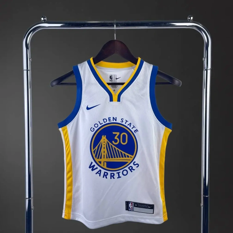 Golden State Warriors #30 Curry Youth NBA Silk Basketball Jersey - White