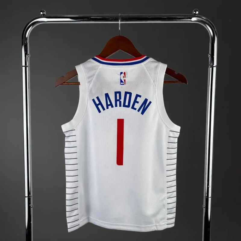 Los Angeles Clippers #1 HARDEN  Youth NBA Silk Basketball Jersey - White