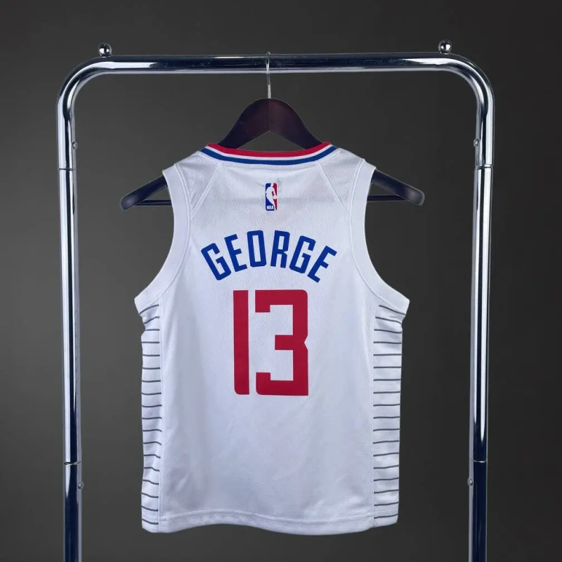 Los Angeles Clippers #13 GEORGE Youth NBA Silk Basketball Jersey - White
