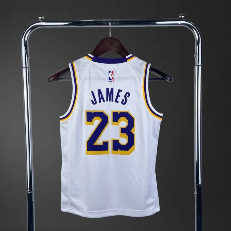 Los Angeles Lakers #23 JAMES Youth NBA Silk Jersey - White