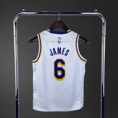 Los Angeles Lakers #6 James Youth NBA Silk Jersey - White