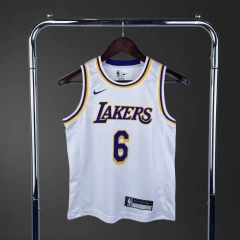 Los Angeles Lakers #6 James Youth NBA Silk Jersey - White