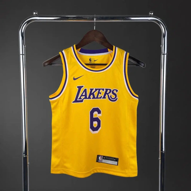 Los Angeles Lakers #6 JAMES Youth NBA Silk Jersey - Yellow