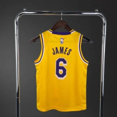 Los Angeles Lakers #6 JAMES Youth NBA Silk Jersey - Yellow