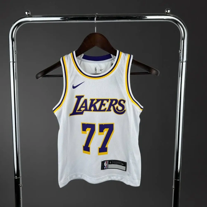 Los Angeles Lakers #77 Dončić Youth NBA Silk Basketball Jersey - White