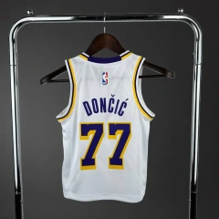 Los Angeles Lakers #77 Dončić Youth NBA Silk Basketball Jersey - White