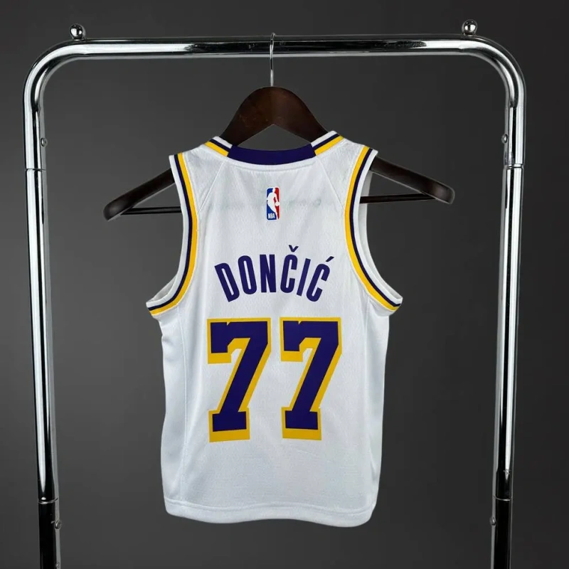Los Angeles Lakers #77 Dončić Youth NBA Silk Basketball Jersey - White