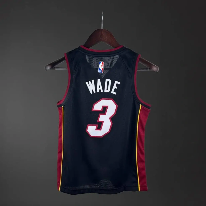 Miami Heat #3 WADE Youth NBA Silk Basketball Jersey - Black
