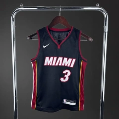 Miami Heat #3 WADE Youth NBA Silk Basketball Jersey - Black