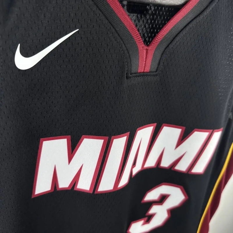 Miami Heat #3 WADE Youth NBA Silk Basketball Jersey - Black