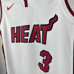 Miami Heat #3 WADE Youth NBA Silk Basketball Jersey - White