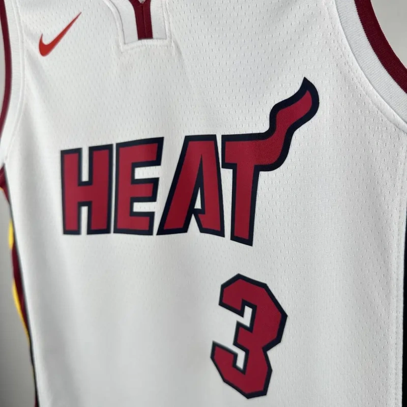 Miami Heat #3 WADE Youth NBA Silk Basketball Jersey - White