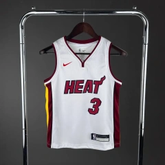 Miami Heat #3 WADE Youth NBA Silk Basketball Jersey - White