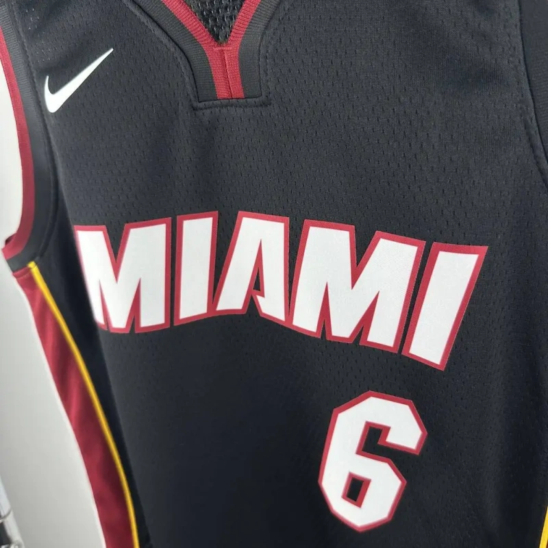 Miami Heat #6 JAMES Youth NBA Silk Basketball Jersey - Black