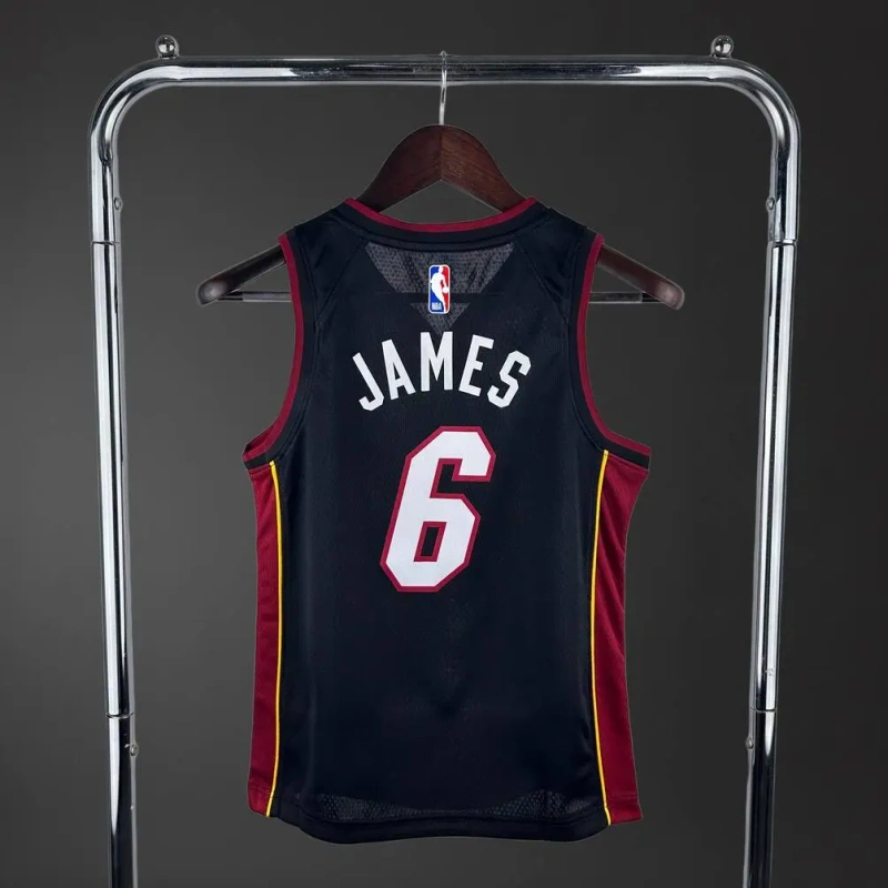 Miami Heat #6 JAMES Youth NBA Silk Basketball Jersey - Black