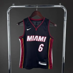 Miami Heat #6 JAMES Youth NBA Silk Basketball Jersey - Black