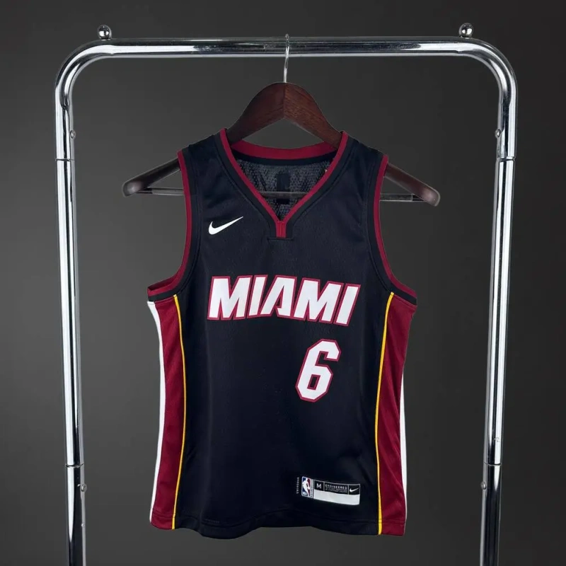 Miami Heat #6 JAMES Youth NBA Silk Basketball Jersey - Black