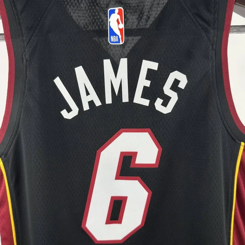 Miami Heat #6 JAMES Youth NBA Silk Basketball Jersey - Black
