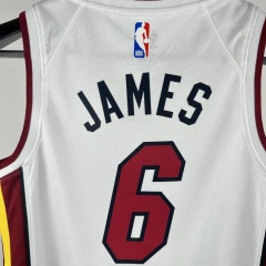 Miami Heat #6 JAMES Youth NBA Silk Basketball Jersey - White
