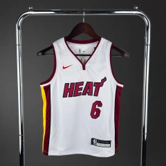 Miami Heat #6 JAMES Youth NBA Silk Basketball Jersey - White