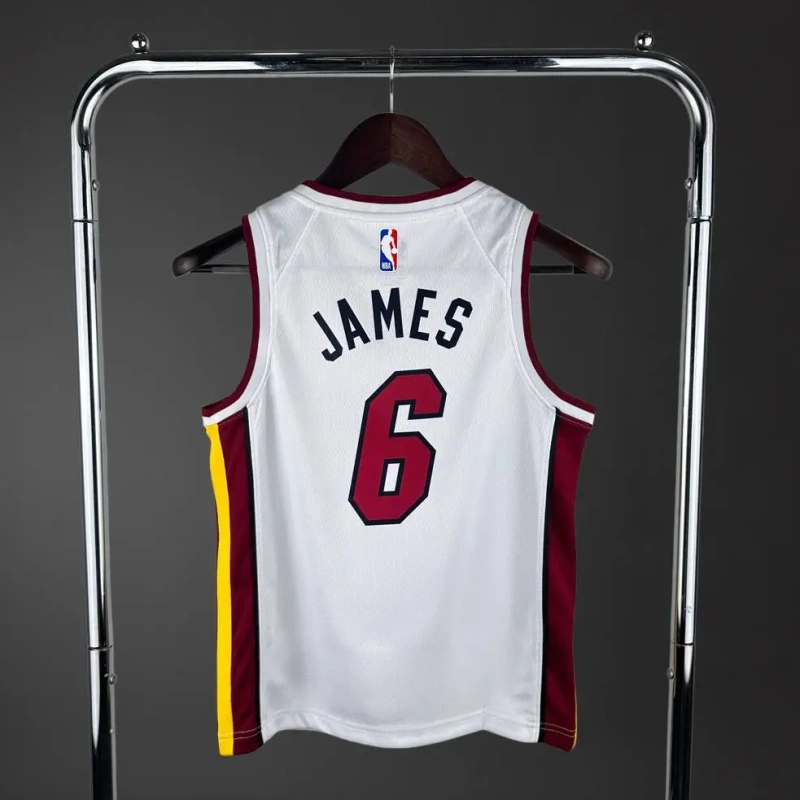 Miami Heat #6 JAMES Youth NBA Silk Basketball Jersey - White
