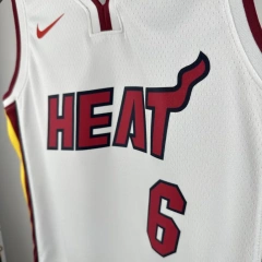 Miami Heat #6 JAMES Youth NBA Silk Basketball Jersey - White