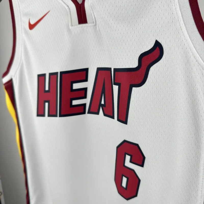 Miami Heat #6 JAMES Youth NBA Silk Basketball Jersey - White