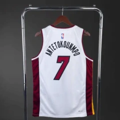 Miami Heat #7 Antetokounmpo Mens NBA Silk Jersey - White