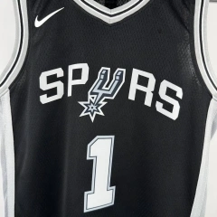 San Antonio Spurs #1 WEMBANYAMA Youth NBA Silk Basketball Jersey - Black