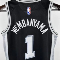 San Antonio Spurs #1 WEMBANYAMA Youth NBA Silk Basketball Jersey - Black