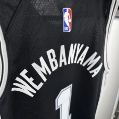 San Antonio Spurs #1 WEMBANYAMA Youth NBA Silk Basketball Jersey - Black