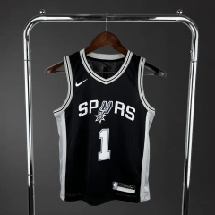 San Antonio Spurs #1 WEMBANYAMA Youth NBA Silk Basketball Jersey - Black