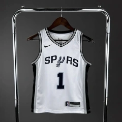 San Antonio Spurs #1 WEMBANYAMA Youth NBA Silk Basketball Jersey - White