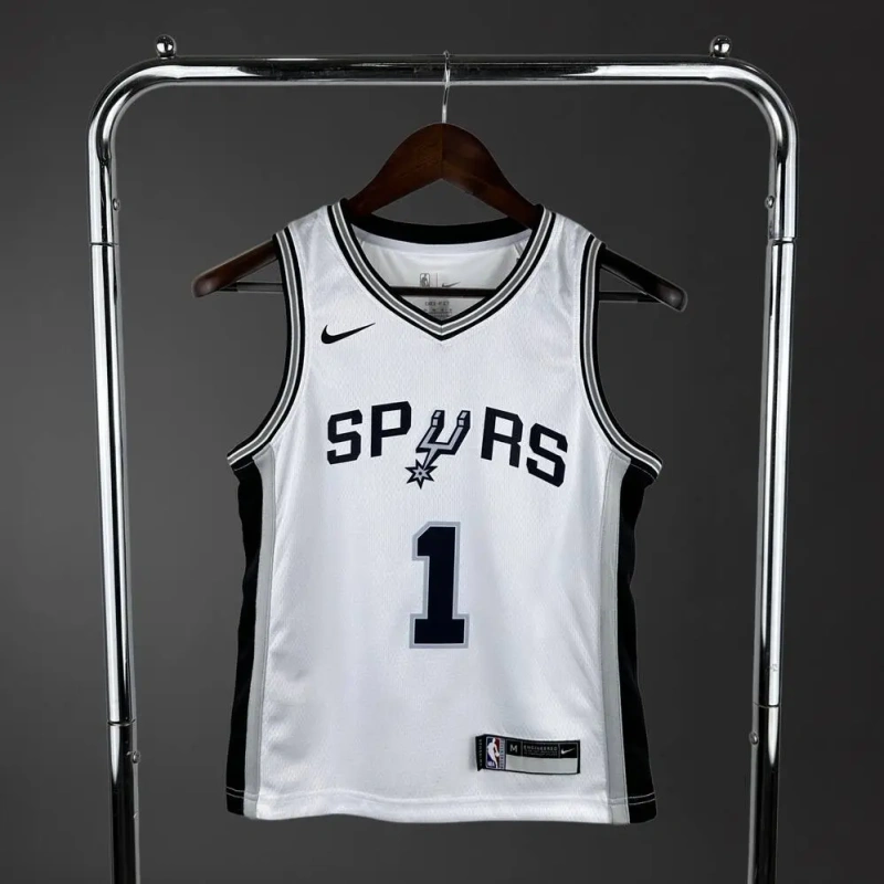 San Antonio Spurs #1 WEMBANYAMA Youth NBA Silk Basketball Jersey - White