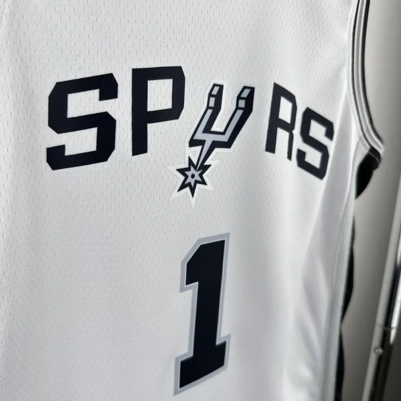 San Antonio Spurs #1 WEMBANYAMA Youth NBA Silk Basketball Jersey - White