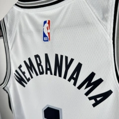 San Antonio Spurs #1 WEMBANYAMA Youth NBA Silk Basketball Jersey - White