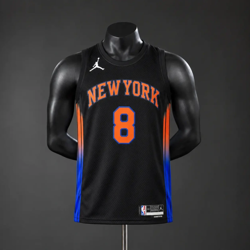 New York Knicks 2026 NBA Silk Basketball Jersey #8 Anunoby - Black
